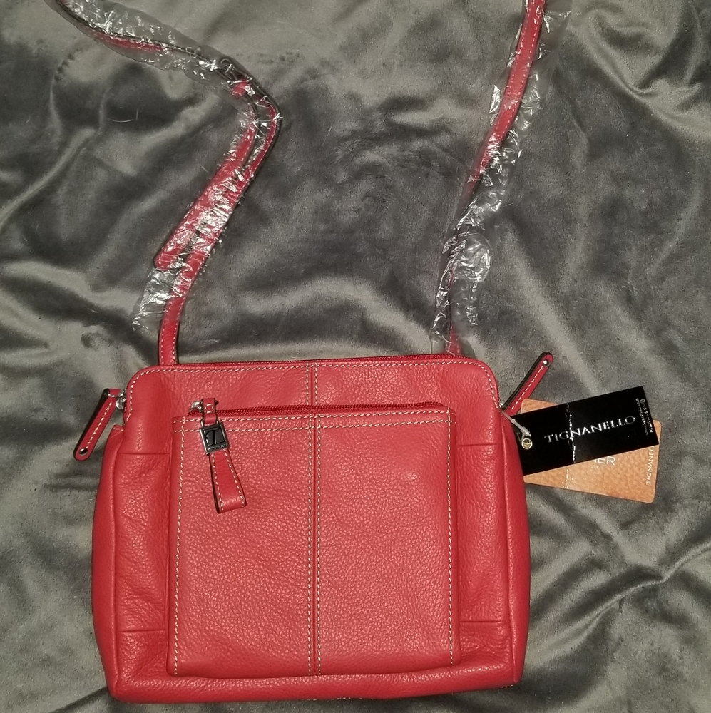 Tignanello Red Pebble Leather Functionista Purse